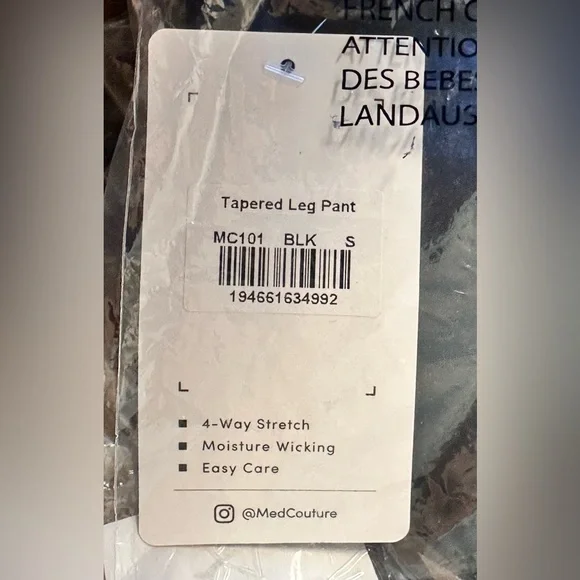 Med Couture Amp Tapered Leg Scrub Pant(MC101) NIP Black Small Reg - Picture 8 of 9